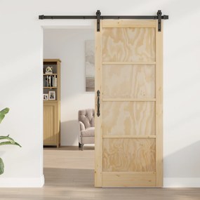 vidaXL Συρόμενη Πόρτα με Σετ Εξαρτημάτων 83x202 εκ. Στερεό Ξύλο Πεύκου