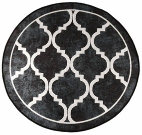 vidaXL Χαλί Πλενόμενο Αντιολισθητικό Μαύρο και Λευκό Ø 120 εκ.