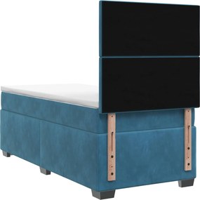 vidaXL Κρεβάτι box spring με στρώμα Μπλε 90 x 200 cm Βελούδο