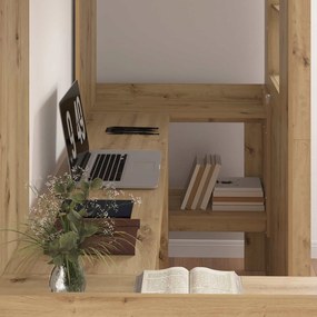 vidaXL Σκελετός κουκέτας με γραφείο με ράφι Artisan Oak 75 x 190 cm