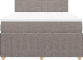 vidaXL Κρεβάτι Boxspring με Στρώμα Taupe 140x200 εκ. Υφασμάτινο