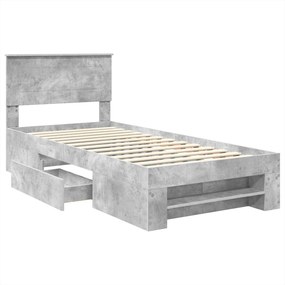vidaXL Σκελετός Κρεβατιού Σκυρόδεμα Γκρι 75 x 190 cm