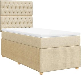 vidaXL Κρεβάτι Boxspring με Στρώμα Κρεμ 90x200 εκ.Υφασμάτινο