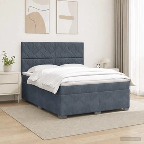 vidaXL Κρεβάτι box spring με στρώμα Σκούρο Γκρι 140 x 190 cm Βελούδο