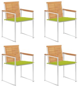 Καρέκλες Κήπου 4 τεμ. από Μασίφ Ξύλο Teak με Μαξιλάρια