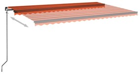 Τέντα Συρόμενη Χειροκίνητη με LED Πορτοκαλί/Καφέ 500 x 350 εκ. - Πολύχρωμο