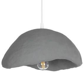 201-0047 GloboStar®  CONCRETE 201-0047 Μοντέρνο Κρεμαστό Φωτιστικό Καμπάνα Μονόφωτο 1 x E27 IP20 Μπεζ Πολυστερίνη με Μπεζ Ρητίνη - Μ31 x Π29 x Υ16cm
