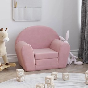 Καναπές/Κρεβάτι Παιδικός Ροζ από Μαλακό Βελουτέ Ύφασμα - Ροζ