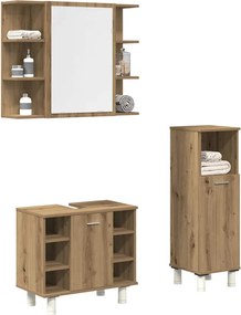 vidaXL Σετ Επίπλων Μπάνιου 3 Τεμαχίων Τεχνίτης Δρυς από Τεχν. Ξύλο