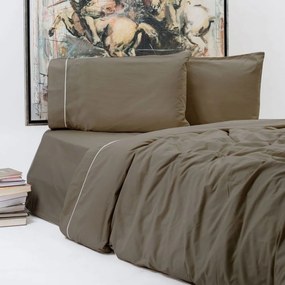 Σεντόνια New Solid 300+ (Σετ 4τμχ) Dark Brown Aslanis Home Υπέρδιπλo 240x270cm 100% Cotton Satin