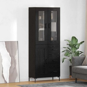 vidaXL Highboard με συρτάρι 2 pcs Μαύρη Οξυά Επεξεργασμένο ξύλο