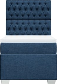 vidaXL Κρεβάτι Boxspring με Στρώμα Μπλε 90x190 εκ.Υφασμάτινο