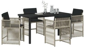 vidaXL Σέτ φαγητού για κήπο 5 pcs Ανοιχτό γκρι συνθετικό ρατάν