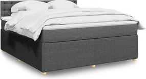 vidaXL Κρεβάτι Boxspring με Στρώμα Σκούρο Γκρι 180x200 εκ Υφασμάτιν