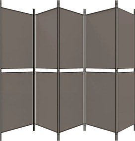 vidaXL Διαχωριστικό Δωματίου με 5 Πάνελ Ανθρακί 250x200 εκ. από Ύφασμα