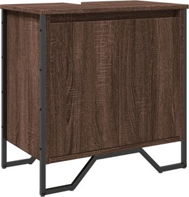 vidaXL Ντουλάπι Νιπτήρα Μπάνιου Καφέ Δρυς 60x35x60 εκ. Επεξ. Ξύλο