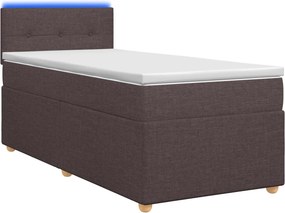 vidaXL Κρεβάτι box spring με στρώμα Σκούρο Καφέ 80 x 200 cm Ύφασμα