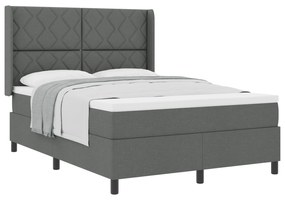 vidaXL Box Spring Κρεβάτι με Μαξιλάρι Σκούρο Γκρι 140x200 εκ. Ύφασμα
