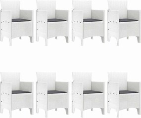 vidaXL Σέτ φαγητού για κήπο 9 pcs Λευκό Πολυπροπυλένιο