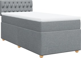vidaXL Κρεβάτι Boxspring με Στρώμα Ανοιχτό Γκρι 100x200 εκ. Υφασμάτινο