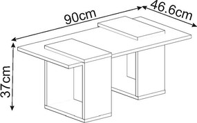 Τραπεζάκι Σαλονιού Λευκό / Sapphire Δρυς FROLOL 90x46.6x37