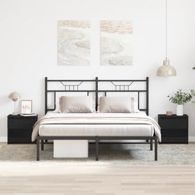 vidaXL Κομοδίνα 2 τμχ Μαύρο Ξύλο 40x30x39 εκ από Επεξεργασμένο Ξύλο