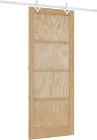 vidaXL Συρόμενη Πόρτα Φυσικό και Λευκό 86 x 211 cm Μασίφ Ξύλο Πεύκου