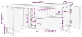 ΈΠΙΠΛΟ ΤΗΛΕΟΡΑΣΗΣ ΜΑΥΡΟ 105 X 33 X 46 ΕΚ. ΑΠΟ ΜΑΣΙΦ ΞΥΛΟ ΜΑΝΓΚΟ 4017698