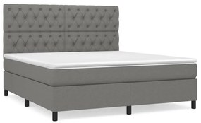 vidaXL Κρεβάτι Boxspring με Στρώμα Σκούρο Γκρι 160x200 εκ Υφασμάτινο