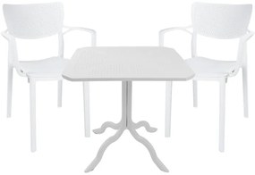 Τραπεζαρία Icon-Fontline pakoworld σετ 3τεμ PP σε λευκή απόχρωση