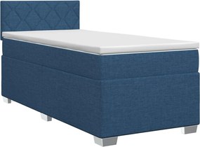 vidaXL Κρεβάτι box spring με στρώμα Μπλε 80 x 200 cm Ύφασμα
