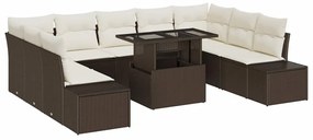 vidaXL Σετ Καναπέ Κήπου 10 pcs Καφέ και κρεμ 100 x 55 x 73 εκ.