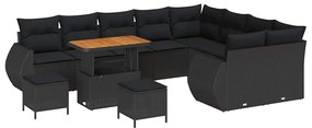 vidaXL Σετ Καναπέ Κήπου 12 pcs Μαύρο συνθετικό ρατάν