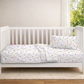 Σεντόνια Κούνιας (Σετ) Dimcol Whimsical Mountainside 587 White - Pastel Lilac