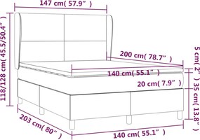 vidaXL Κρεβάτι Boxspring με Στρώμα Taupe 140x200 εκ. Υφασμάτινο