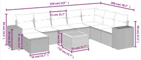 vidaXL Σαλόνι Κήπου Σετ 9 τεμ. Μπεζ Συνθετικό Ρατάν με Μαξιλάρια