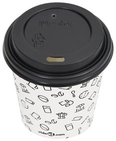 vidaXL Ποτήρια Καφέ Χάρτινα με Καπάκια 120 ml 1000 Τεμάχια Λευκά/Μαύρα