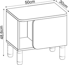 Κομοδίνο Ανθρακί OFOR 50x30x48.6