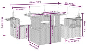 Σετ Καναπέ Κήπου 5 τεμ. Μπεζ Συνθετικό Ρατάν με Μαξιλάρι - Μπεζ