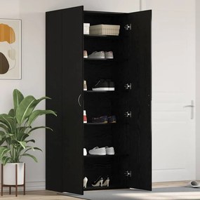 vidaXL Ντουλάπα Παπουτσιών Μαύρο Δρυς 80x35,5x180 εκ Επεξεργασμένο Ξύλο