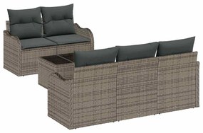 vidaXL Σετ Καναπέ Κήπου 6 pcs Γκρι Πολυ ράταν