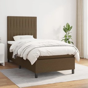 vidaXL Κρεβάτι Boxspring με Στρώμα Σκούρο Καφέ 80x200 εκ. Υφασμάτινο