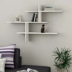 Ραφιέρα τοίχου Leo Megapap χρώμα λευκό 123x22x80εκ.