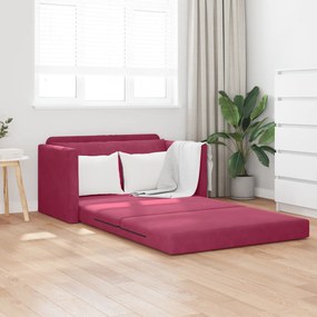 vidaXL Καναπές Κρεβάτι 2-σε-1 Κόκκινος 124x204x61 εκ. Βελούδο