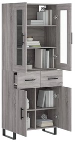vidaXL Ντουλάπι Γκρι Sonoma 69,5 x 34 x 180 εκ. Επεξεργασμένο Ξύλο