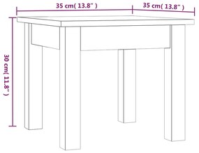 Τραπεζάκι Σαλονιού Γκρι 35 x 35 x 30 εκ. από Μασίφ Ξύλο Πεύκου - Γκρι