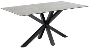 Τραπέζι Oakland 582, Μαύρο, Γκρι, 76x90x160cm, 61 kg, Επεξεργασμένο γυαλί, Κεραμικός, Μέταλλο | Epipla1.gr