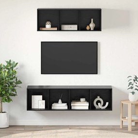 vidaXL Σετ επίπλου τηλεόρασης 2 pcs Μαύρη Οξυά Επεξεργασμένο ξύλο