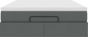 vidaXL Οθωμανικό κρεβάτι με στρώμα Σκούρο γκρι 140x200cm ύφασμα