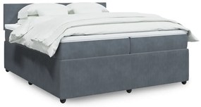 Κρεβάτι Boxspring με Στρώμα Σκούρο Γκρι 200x200 εκ. Βελούδινο